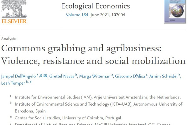 Article Review | Commons Grabbing and Agribusiness: Violence, Resistance and Social Mobilization by Dell’Angelo et al. (2021)