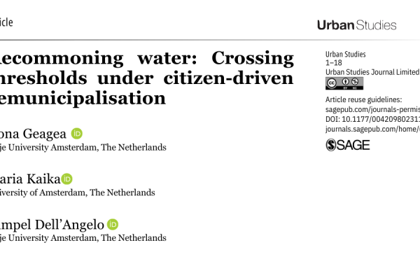 Article Review | Recommoning water: Crossing thresholds under citizen-driven remunicipalisation