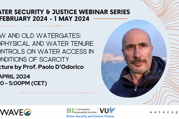 WSJUST Webinar Series: New and old watergates - Biophysical and water tenure controls on water access in conditions of scarcity