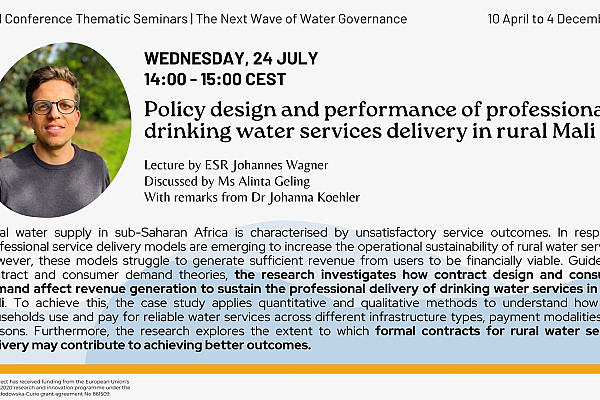 Policy design and performance of professional drinking water services delivery in rural Mali | “The Next Wave of Water Governance” Diffused Conference Thematic Seminars